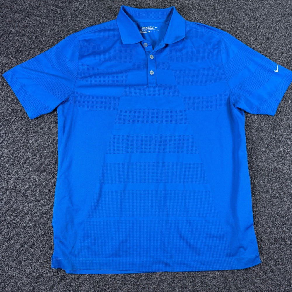 Nike Polo Shirt Mens Large Tour Performance Dri-FIT Blue Short Sleeve EUC